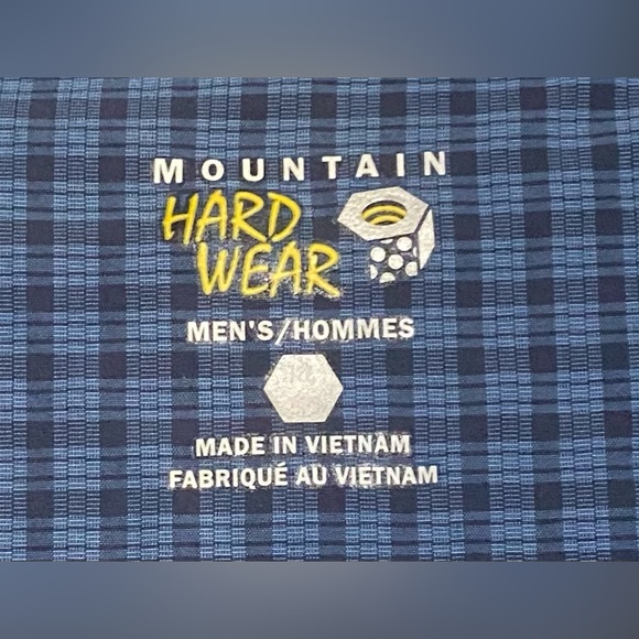 Mountain Hardware Shirt Mens X-Large Blue Button Up Zip Pockets Vented Hiking - Picture 2 of 4